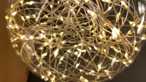 Close-up Of Warm String Light Bulb Energy, Electricity, Innovation Concept. Stock Footage 135974738