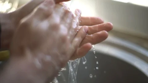 Close Up of Washing Hands with Liquid Soap Video stock 127784872