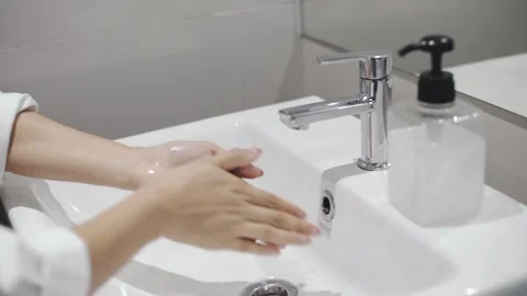 Close up washing hands rubbing with soap Stock Footage 130812790