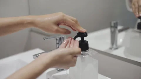 Close up washing hands rubbing with soap Stock Footage 130812794