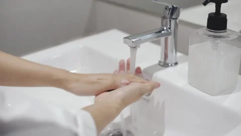 Close up washing hands rubbing with soap Stock Footage 130812853