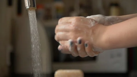 Close up washing hands with soap, 4k Stock Footage 126446604