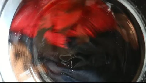 Close-up on a washing machine with clean colorful clothes Vídeo Stock 10774670