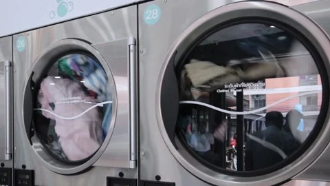 Close-Up,The washing machine is running. Stock Footage 140611875