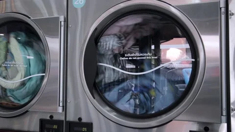 Close-Up,The washing machine is running. Stock Footage 140611888