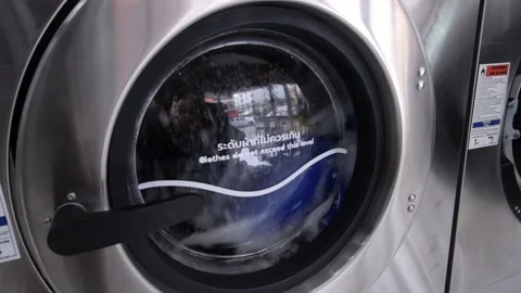 Close-Up,The washing machine is running Stock Footage 140611910