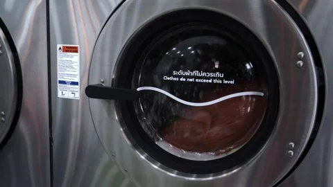 Close-Up,The washing machine is running. Stock Footage 140611914