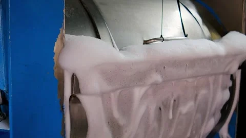 Close up of washing machine. Washing clothes process at Dhobi Slums, Mumbai Video stock 283972996
