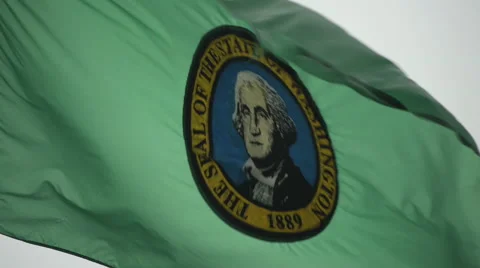 Close up on Washington State flag Stock Footage 59507246