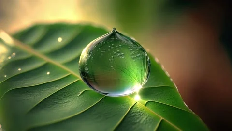 Close-up of water drop on a green leaf Stock Footage 226827484
