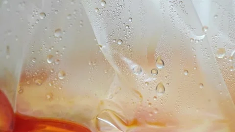 Close up of water droplets and mist condensation on plastic sheet. Stock Footage 340507517