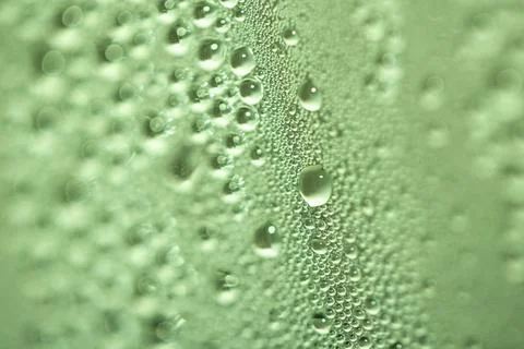Close Up of Water Droplets Liquid Bubbles Abstract Background in Gentle Green Stock Photos