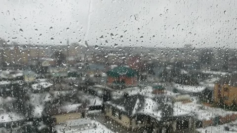Close-up of water droplets on the window. Stock Footage 166144792