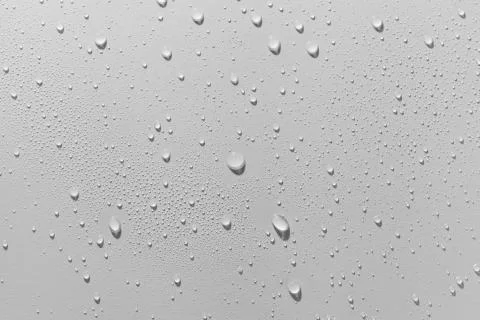 Close up of water drops on white background. Stock Photos