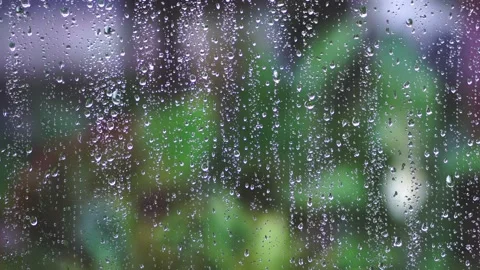Close up Water Drops on window Glass on a rainy day, Water droplets on frosted g Stock Footage 221540170
