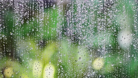 Close up Water Drops on window Glass on a rainy day, Water droplets on frosted g Stock Footage 221540862
