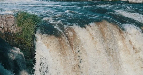 Close up on water fall at Sioux Falls, South Dakota Stock Footage 115472352