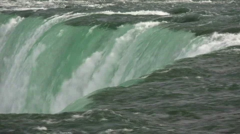 Close-up of water falling over the edge at Niagara Falls Stock Footage 365206