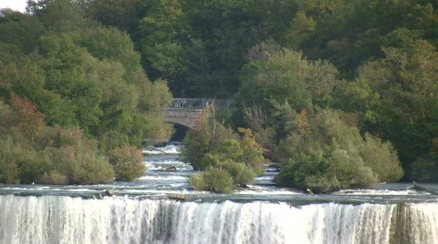 Close-up of water falling over the edge at Niagara Falls Stock Footage 365256