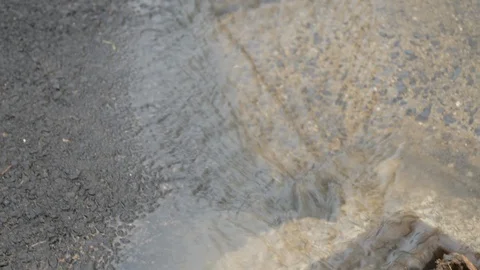 Close up of water flowing into drain from corner Stock Footage 104463041