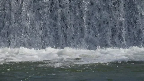 Close up of water flowing fast from the dam Stock Footage 280390443