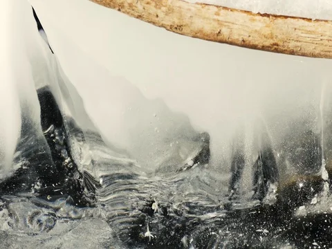 Close up of Water Flowing under Ice Stock Footage 73545755