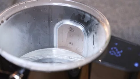 Close Up Water Inside Steel Electric Kettle Stock Footage 336643752