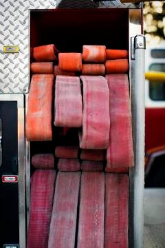 Close-up of water pipes in fire engine Stock Photos