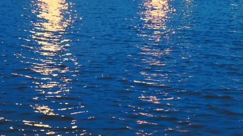 Close up of water pond surface during the night with reflection from city light Stock Footage 107432448