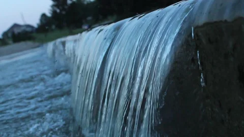 Close Up Water Pours Down Concrete Steps Stock Footage 106674741