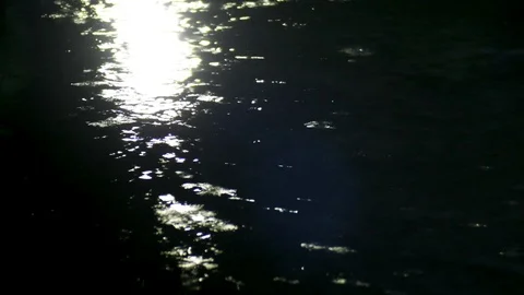 Close up of water ripple in a pond during rainy season at night with reflection Stock-Footage 108618375
