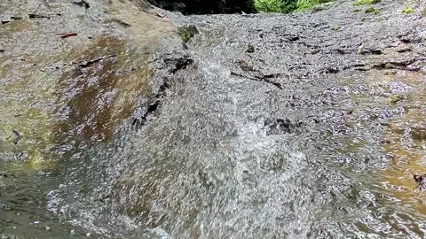 Close Up of Water Running Over Wet Rocks in Stream Stock Footage 329782777