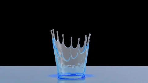 Close-up water splash. 3d slow motion. Alpha channel Stock Footage 75240235