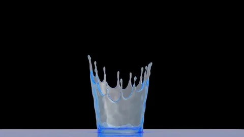 Close-up water splash. 3d slow motion. Alpha channel Stock Footage 75753006