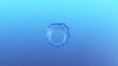 Close-up water splash top view. 3d slow motion Stock Footage 74954635