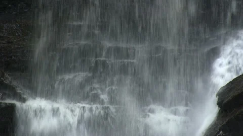 Close Up of Water Splashing on Rocks Below a Waterfall, Cumbria, UK Video stock 131148359