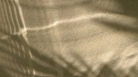 Close-up water surface ripples and splash, palm tree leaf shadow on sand texture 動画素材 251848330
