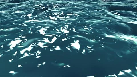 Close-up of Water Surface with Ripples and Reflections. Illustrazione stock