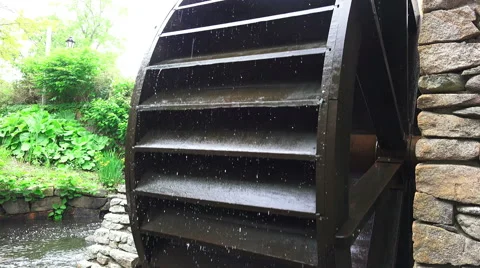 Close Up Water Wheel At Mill Video stock 52359293