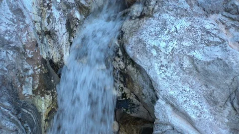 Close up of waterfall - aerial view Stock Footage 123896153
