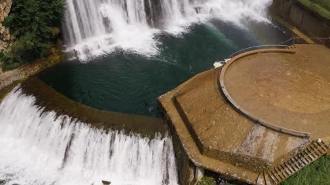 Close-up of waterfall and stone terraces, Bosnia and Herzegovina Stock Footage 326200622