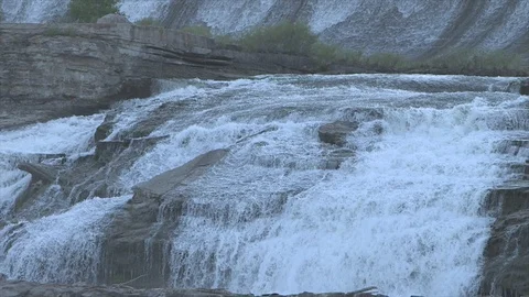 Close-up of a Waterfall on a Grey Day Stock Footage 90053149