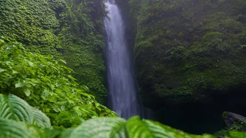Close-up waterfall in the jungle Slow motion Stock Footage 275339138