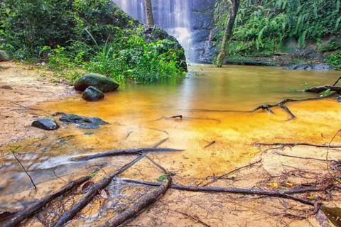 Close-up waterfall landscrape select focus, Waterfall Stock Photos