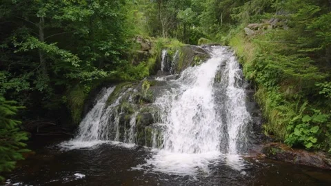 Close up of Waterfall in Menzenschwander cascade in Black Forest Germany Sch Video stock 331459767