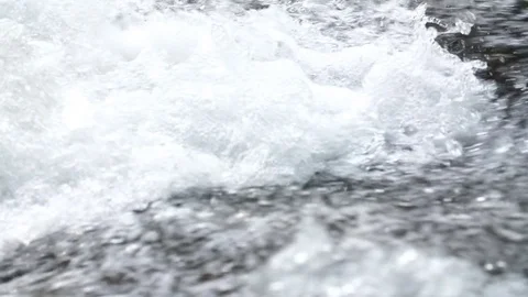 Close up waterfall in river. Slow Motion Stock Footage 85457203