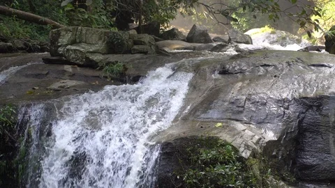 Close up waterfall, stream of waterfall, Chiang Mai Thailand Stock Footage 96258664