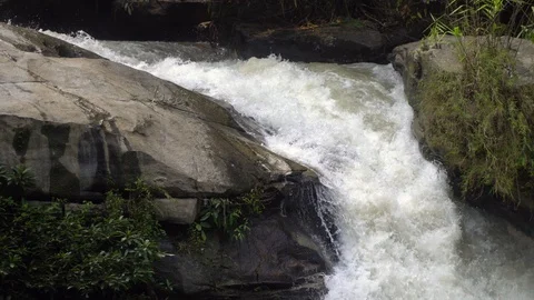Close up waterfall, stream of waterfall, Chiang Mai Thailand Stock Footage 96258993