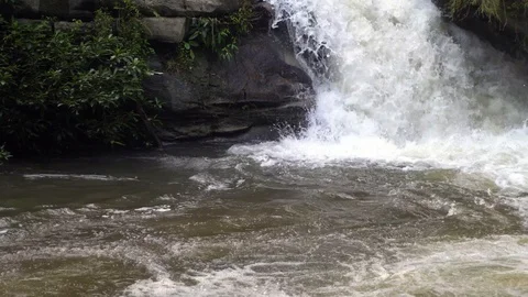 Close up waterfall, stream of waterfall, Chiang Mai Thailand Stock Footage 96259080