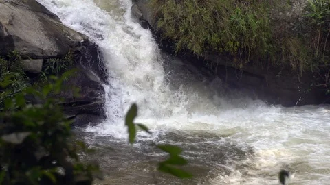 Close up waterfall, stream of waterfall, Chiang Mai Thailand Stock Footage 96259210